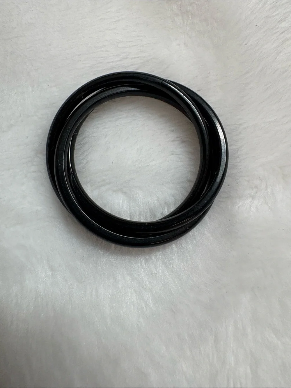 2 Black and Silver Metal triple rings, sizes 9 and 9 1/2